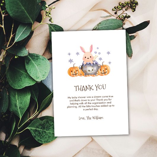 可愛いハロウィーン醸造バニー赤ちゃんシャワーシャワー サンキューカード