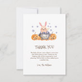 可愛いハロウィーン醸造バニー赤ちゃんシャワーシャワー サンキューカード (正面)