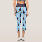 可愛いハロウィーン魔女かぼちゃ黒猫パターン カプリレギンス (裏面)