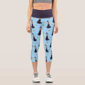 可愛いハロウィーン魔女かぼちゃ黒猫パターン カプリレギンス (正面)