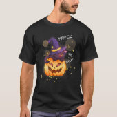 可愛いハロウィーン黒猫の魔女カボチャfor Girls k Tシャツ (正面)