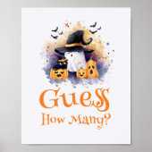 可愛いハロウィーン「いくつ」赤ちゃんシャワーのゲーム ポスター (正面)
