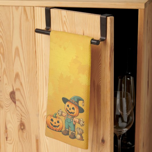 可愛いハロウィーン/秋のスカラウとカボチャ キッチンタオル (三つ折り)