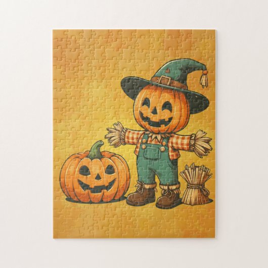 可愛いハロウィーン/秋のスカラウとカボチャ ジグソーパズル (縦)