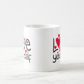 可愛いハートで自分を愛する コーヒーマグカップ (中央)