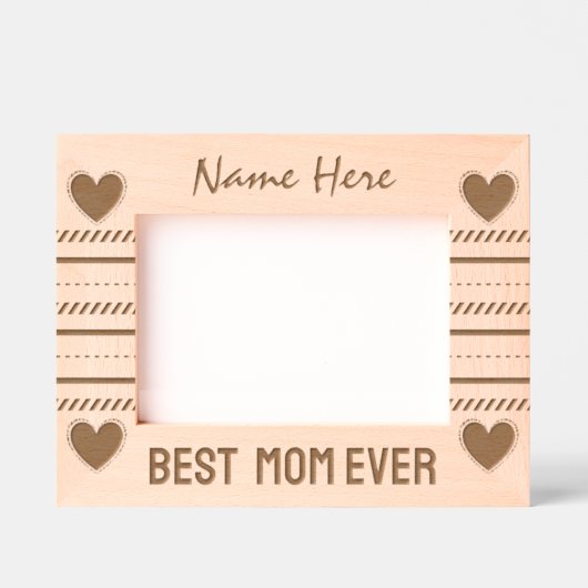 可愛いハートと幾何学的アート最高の、ママ・エバー レーザー彫刻フレーム (正面)