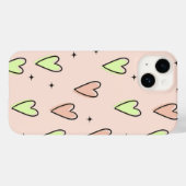 可愛いハートと星模様がピンク Case-Mate iPhoneケース (裏面 (横))