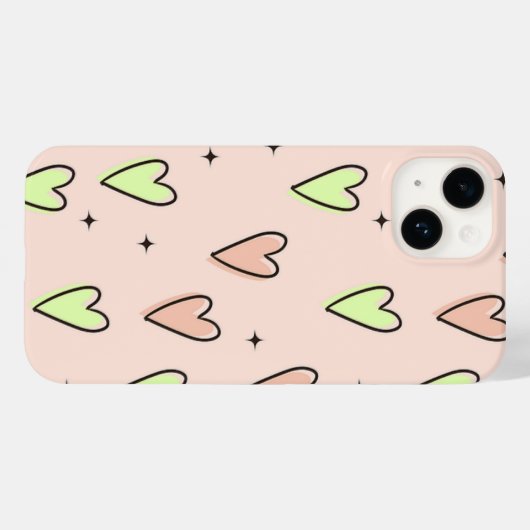 可愛いハートと星模様がピンク Case-Mate iPhoneケース (裏面 (横))