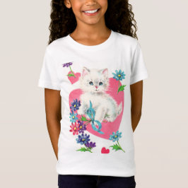 可愛いハートと猫キッズTシャツ Tシャツ