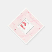 可愛いハートのピンクの波線ナプキン スタンダードカクテルナプキン (角)