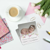 可愛いハートの列の写真の誕生発表 カード