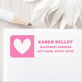 可愛いハートはっきりしたピンク白差出人住所 ラベル (インサイチュ)
