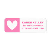 可愛いハートはっきりしたピンク白差出人住所 ラベル (正面)