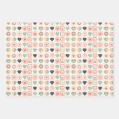 可愛いハートや幾何学模様 ラッピングペーパーシート (正面2)