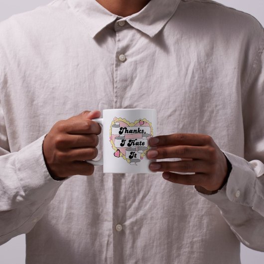 可愛いハートイエローレースと感謝していピンクの私はそれを嫌う コーヒーマグカップ