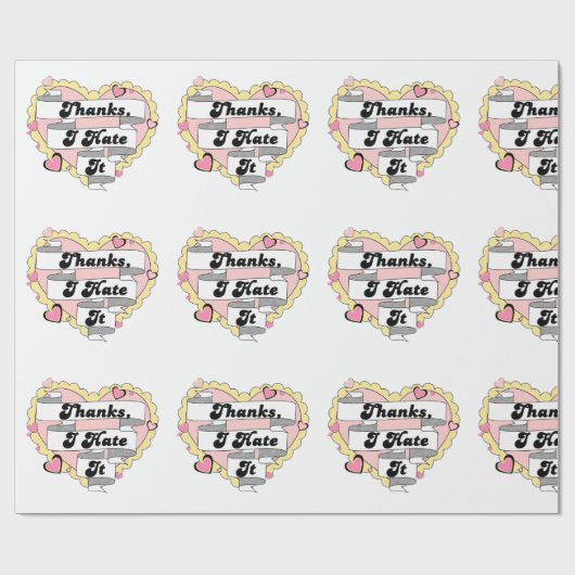 可愛いハートイエローレースと感謝していピンクの私はそれを嫌う ラッピングペーパー (フラット)