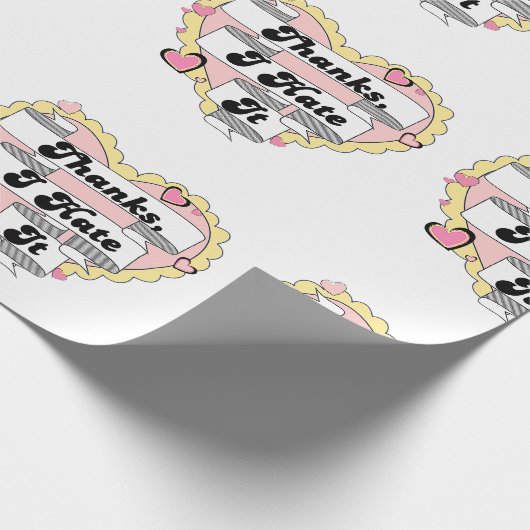 可愛いハートイエローレースと感謝していピンクの私はそれを嫌う ラッピングペーパー (角)