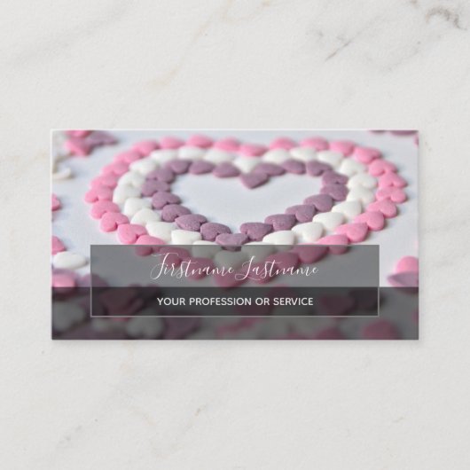 可愛いハートエレガント長方形の半透明 名刺 (正面)