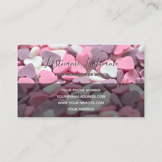 可愛いハートエレガント長方形の半透明 名刺 (裏面)