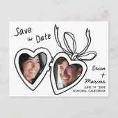 可愛いハートカスタムロケットの写真デートを保存 ポストカード (正面)