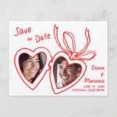 可愛いハートカスタムロケットの写真デートを保存 ポストカード (正面)