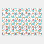 可愛いハートカップコーヒーティービスケットカップケーキ ラッピングペーパーシート (正面2)