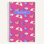 可愛いハートサインドールパター10代のン愛ピンク ノートブック (正面)