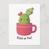 可愛いハートサボテン愛の告白あいさつ ポストカード (正面)