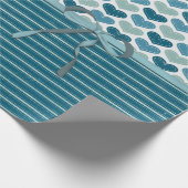 可愛いハートストライプと弓 ラッピングペーパー (角)