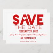 可愛いハートセーブ・ザ・デート案内、濃い赤 招待状 (正面/裏面)