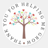 可愛いハートツリー私の成長救済に感謝 ラウンドシール (正面)