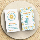 可愛いハートデザインロゴ介護者サービス 名刺