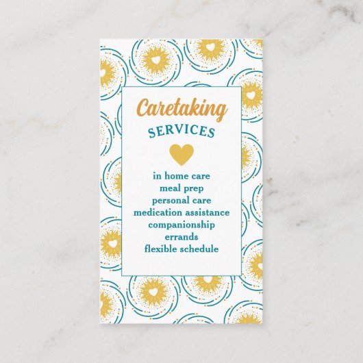 可愛いハートデザインロゴ介護者サービス 名刺 (裏面)