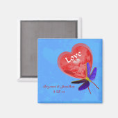 可愛いハートバパーソナライズされたロ結婚ン マグネット (正面/裏面)