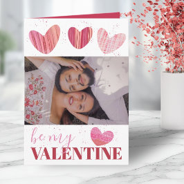 可愛いハートバレンティンピンク&レッド カード