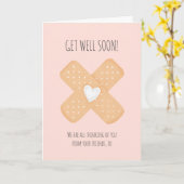 可愛いハートバンド補助貼付剤のピンクは早く良くなる カード (黄色い花)