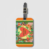 可愛いハートパーソナライズされた名インスピリシティフローラ ラゲッジタグ (正面縦)