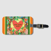 可愛いハートパーソナライズされた名インスピリシティフローラ ラゲッジタグ (正面横)