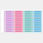 可愛いハートパープルブルー ラベル (シート)