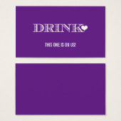 可愛いハートパープル結婚ズ・ドリンクチケット (正面&裏面)