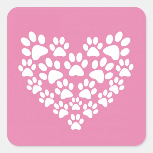 可愛いハートピンクのポープリント スクエアシール (正面)