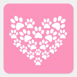 可愛いハートピンクのポープリント スクエアシール