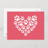 可愛いハートピンクのポープリント ポストカード (正面/裏面)