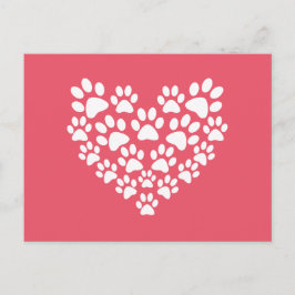 可愛いハートピンクのポープリント ポストカード