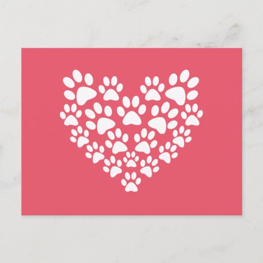可愛いハートピンクのポープリント ポストカード (正面)
