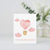 可愛いハートホットエアバルーンバレンティインカード シーズンポストカード (スタンド正面)