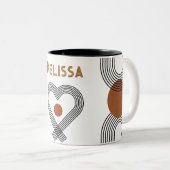 可愛いハートボースタイルカラフル幾何学模様 ツートーンマグカップ (正面右)