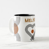 可愛いハートボースタイルカラフル幾何学模様 ツートーンマグカップ (正面左)