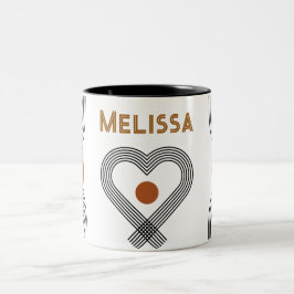 可愛いハートボースタイルカラフル幾何学模様 ツートーンマグカップ