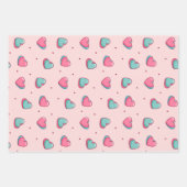 可愛いハートミニマリスト愛パターンバレンタインデー ラッピングペーパーシート (正面3)